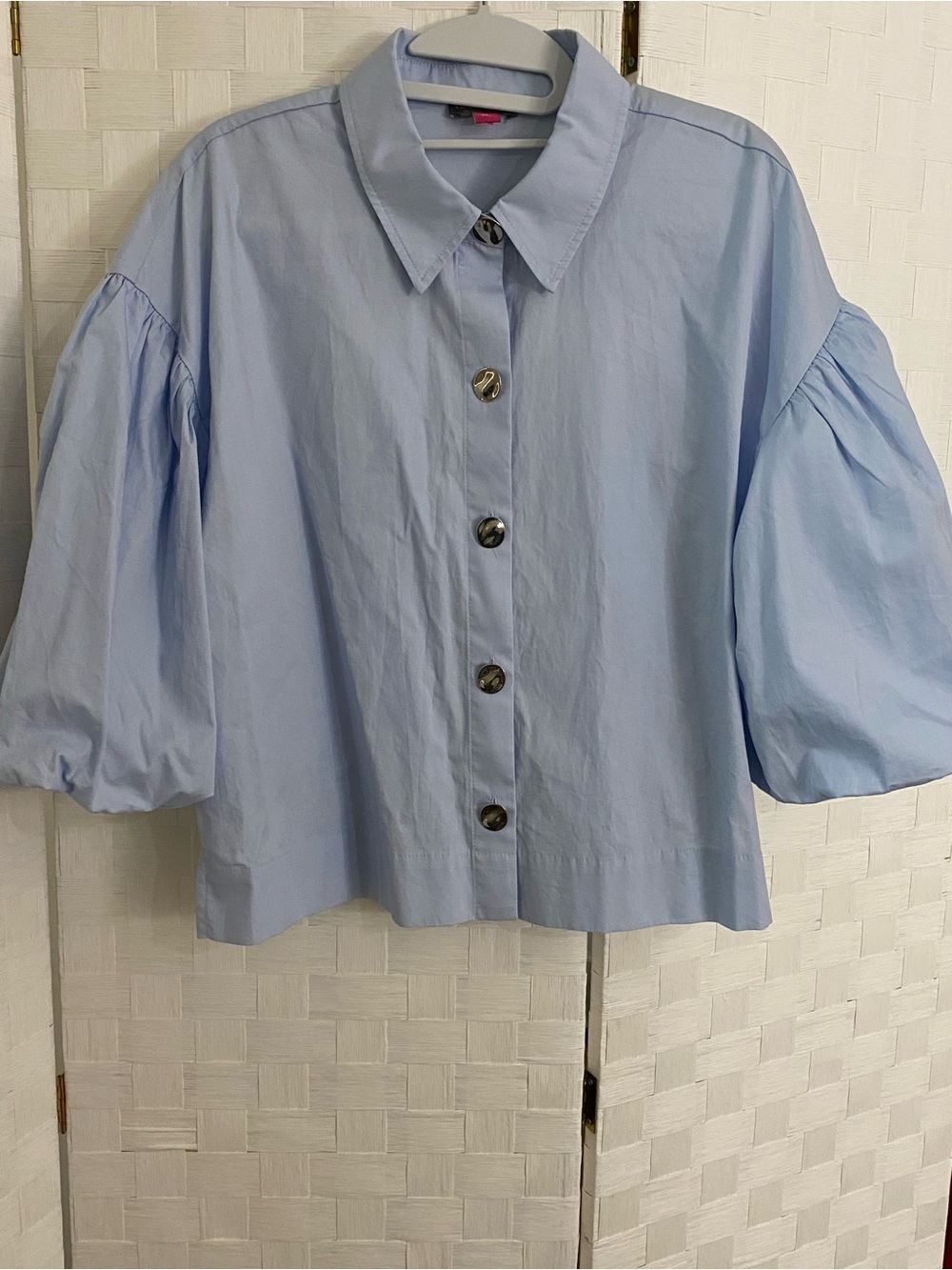 NWT: Vince Camuto Light Blue Puff-Sleeve Button-Down Shirt